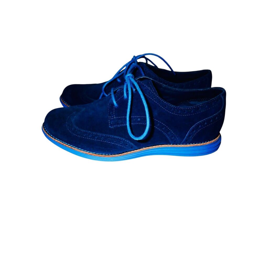 Cole Haan Shoes Womens 6.5 Blue Suede Wingtip Brogue LunarGrand Lace Oxfords
